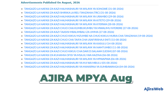 PSRS Job Advertisements Published in August 2026