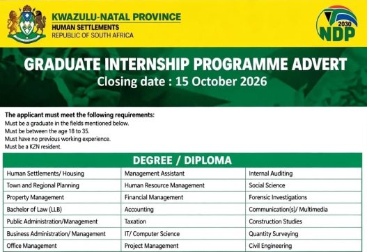 KZN Department of Human Settlements Graduate Internship Programme 2026
