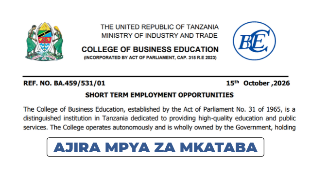 College of Business Education (CBE) Contract Vacancies 2026