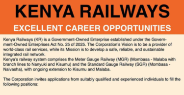 Kenya Railways Jobs 2026