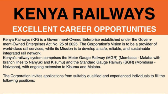 Kenya Railways Jobs 2026