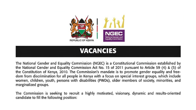 National Gender and Equality Commission (NGEC) x6 Vacancies 2026