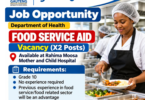 Department of Health Food Service Aid Vacancies 2026 – Rahima Moosa Mother and Child Hospital