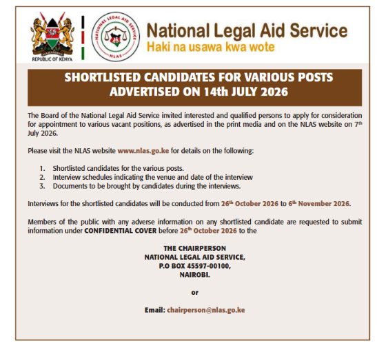 National Legal Aid Service Shortlisted Candidates 2026 – Interview Schedule and Requirements