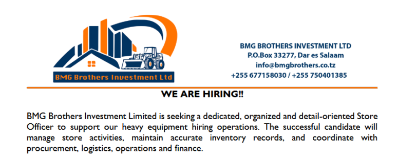 BMG Brothers Investment Limited Vacancy: Store Officer 2026
