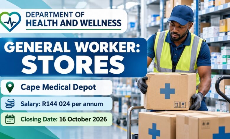 Department of Health and Wellness General Worker: Stores Vacancy at Cape Medical Depot